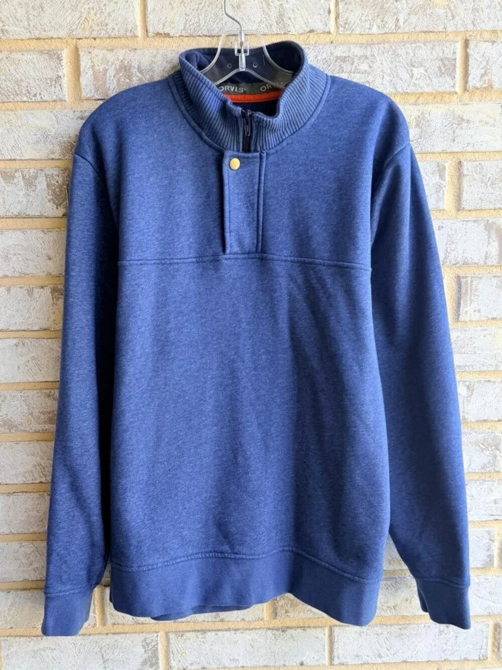 ORVIS Long Sleeve 1/4 Zip Blue Pullover Camping Sweatshirt Men's Size L